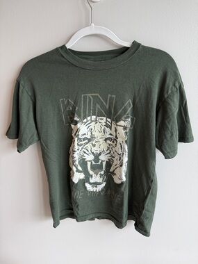 Anine Bing Olive Green Tiger Graphic Tee